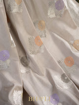 alfi kaduwa buta pure katan silk taupe color banarasi