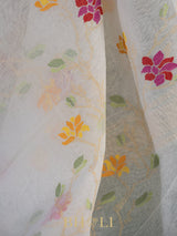 authentic real zari shwetambari pure mul cotton jamdani banarasi