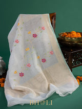 authentic real zari shwetambari pure mul cotton jamdani banarasi