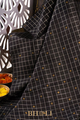 black handwoven pure zari mulberry silk korvai kanjivaram