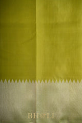 chartreuse pure mulberry silk 8 kol kanjivaram