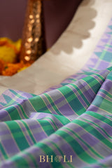 checkered blue no zari gadwal