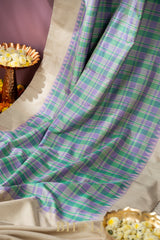 checkered blue no zari gadwal