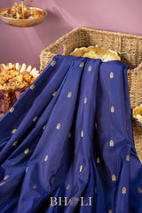 checkered pallu blue and raspberry pink kuttu gadwal