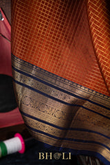 checkered pure zari mulberry silk korvai kanjivaram