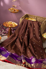 chocolate brown and purple kuttu silk by silk gadwal