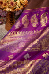 chocolate brown and purple kuttu silk by silk gadwal
