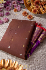 chocolate brown and purple kuttu silk by silk gadwal