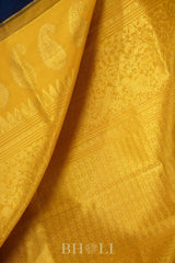dark blue and yellow silk by silk handwoven gadwal