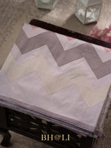 designer zig-zag handwoven pattern pure katan silk banarasi