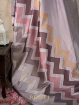 designer zig-zag handwoven pattern pure katan silk banarasi