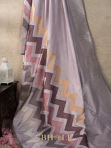 designer zig-zag handwoven pattern pure katan silk banarasi