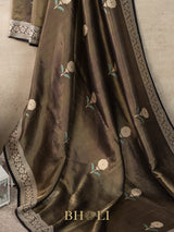 drill handwoven brocade with kaduwa buta katan silk banarasi