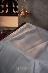 gray and green handwoven pure mulberry silk korvai kanjivaram