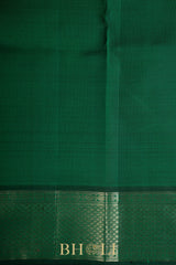 gray and green handwoven pure mulberry silk korvai kanjivaram