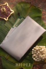 gray and green handwoven pure mulberry silk korvai kanjivaram
