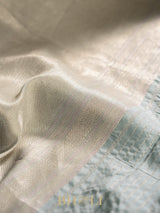 handwoven brocade light blue pure katan banarasi