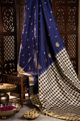 handwoven checkered pallu silk gadwal