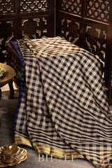 handwoven checkered pallu silk gadwal
