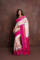Handwoven digital printed pure mulberry silk saree