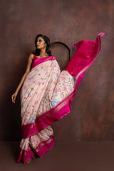 Handwoven digital printed pure mulberry silk saree
