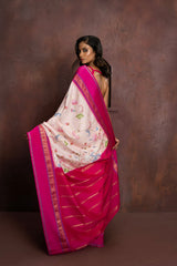 Handwoven digital printed pure mulberry silk saree