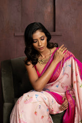 Handwoven digital printed pure mulberry silk saree