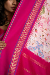 Handwoven digital printed pure mulberry silk saree