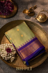 handwoven green kuttu silk by silk gadwal