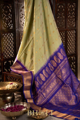 handwoven green kuttu silk by silk gadwal