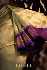 handwoven green kuttu silk by silk gadwal