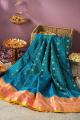 handwoven kuttu checkerd gadwal silk by silk