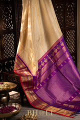 handwoven kuttu silk by silk contrast pallu gadwal