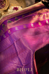 handwoven kuttu silk by silk contrast pallu gadwal