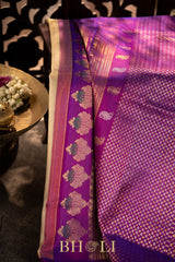 handwoven kuttu silk by silk contrast pallu gadwal