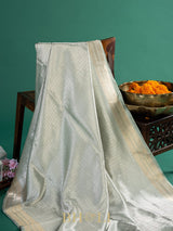 handwoven light blue pure katan silk buti banarasi