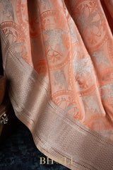 handwoven mashru gaji kaduwa jungla silver zari banarasi