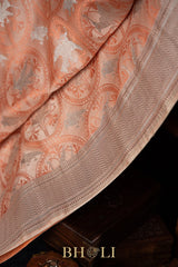 handwoven mashru gaji kaduwa jungla silver zari banarasi