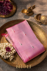 handwoven meenakari peacock pink silk by silk gadwal