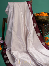 handwoven modern classic kaduwa buta wine border brocade banarasi