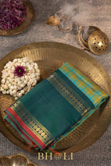 handwoven multi checks contrast kuttu border silk gadwal
