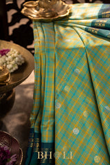 handwoven multi checks contrast kuttu border silk gadwal