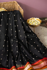 handwoven orange and black pure silk gadwal