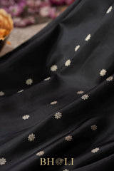 handwoven orange and black pure silk gadwal