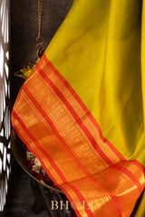 handwoven orange border pure silk kai koravi kanjivaram