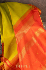 handwoven orange border pure silk kai koravi kanjivaram