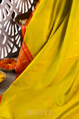 handwoven orange border pure silk kai koravi kanjivaram