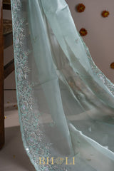 handwoven party wear organza silk