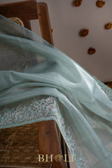 handwoven party wear organza silk