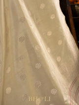 handwoven pure katan silk kaduwa buta off white royal banarasi